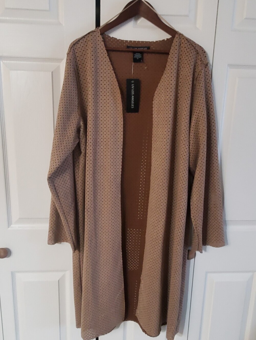 LIV LOS ANGELES NWT  BROWN LONG SLEEVE KIMONO WESTERN BOHO. 3X SUEDE FEEL